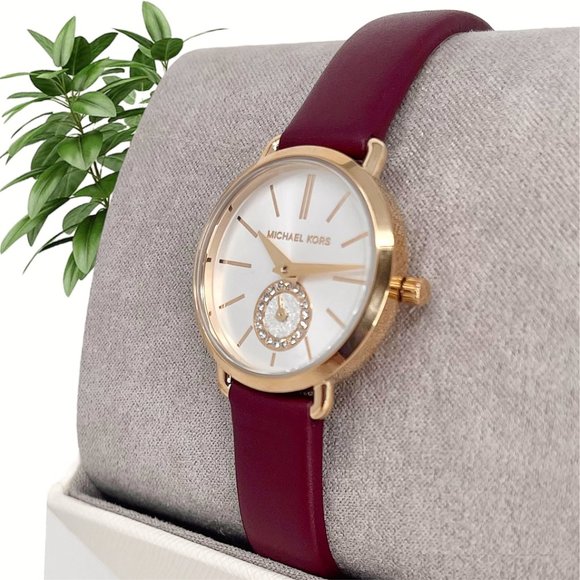 NWT MICHAEL KORS Women\'s Petite Portia Leather MK2751 Watch main image 5